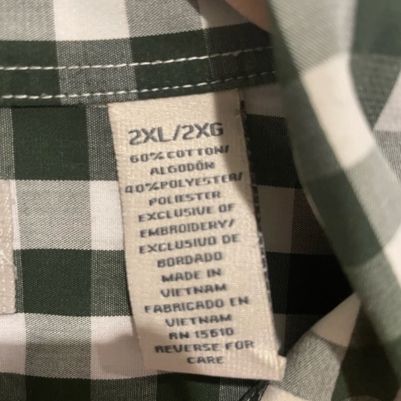 Docker’s Hunter Green and White plaid button down. Size 2XL - Picture 5 of 6